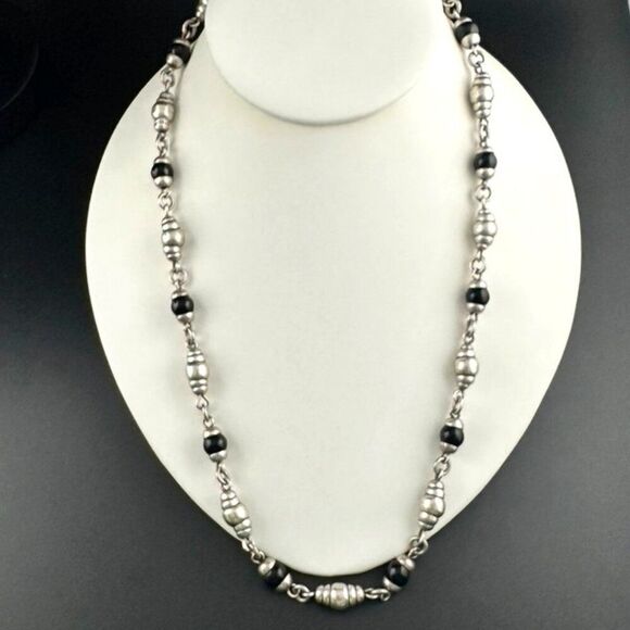Vintage Mexico 925 Sterling Silver Glass Beaded Chain Necklace - Picture 2 of 7